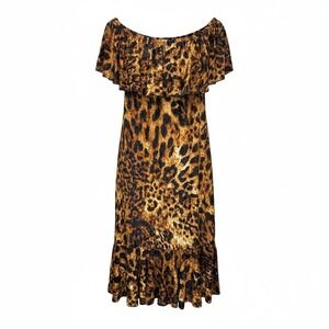 NWT Bardot Off Shoulder Midi Dress Cheetah Leopard Print Velvet LuLaRoe Cici 2XL